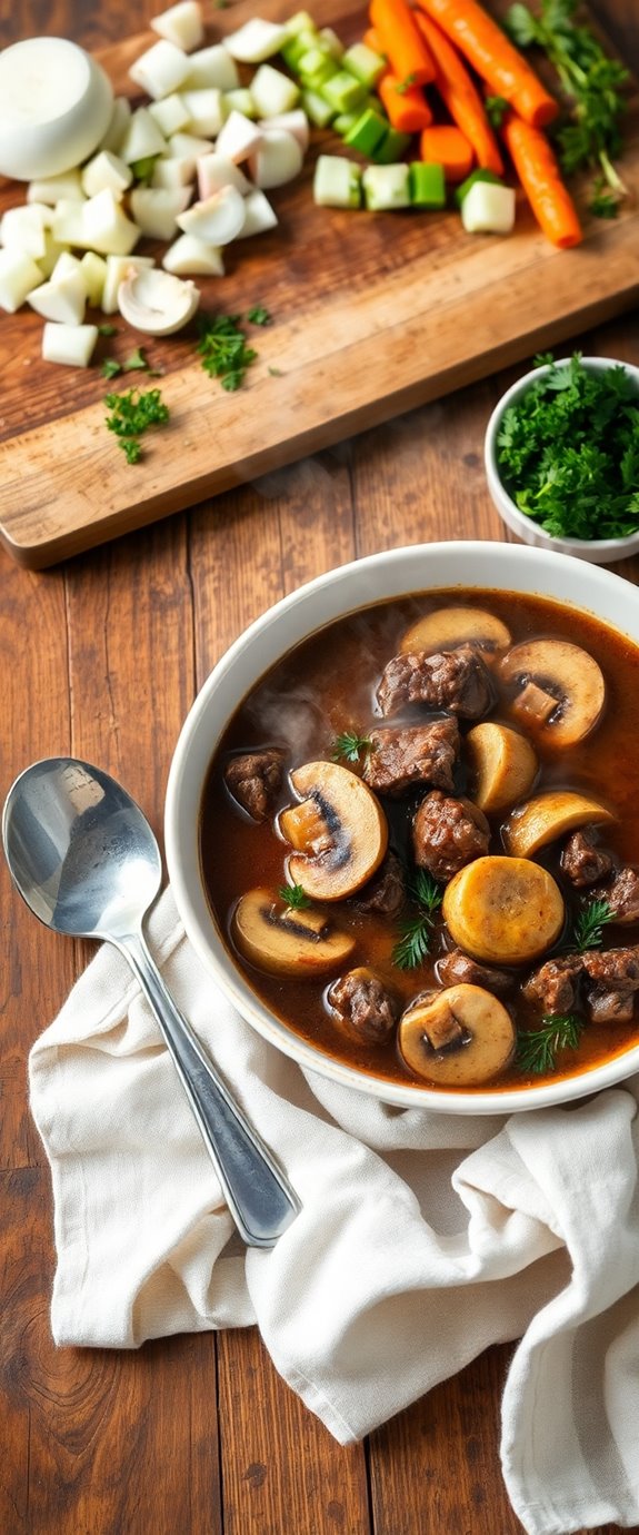 hearty beef mushroom soup