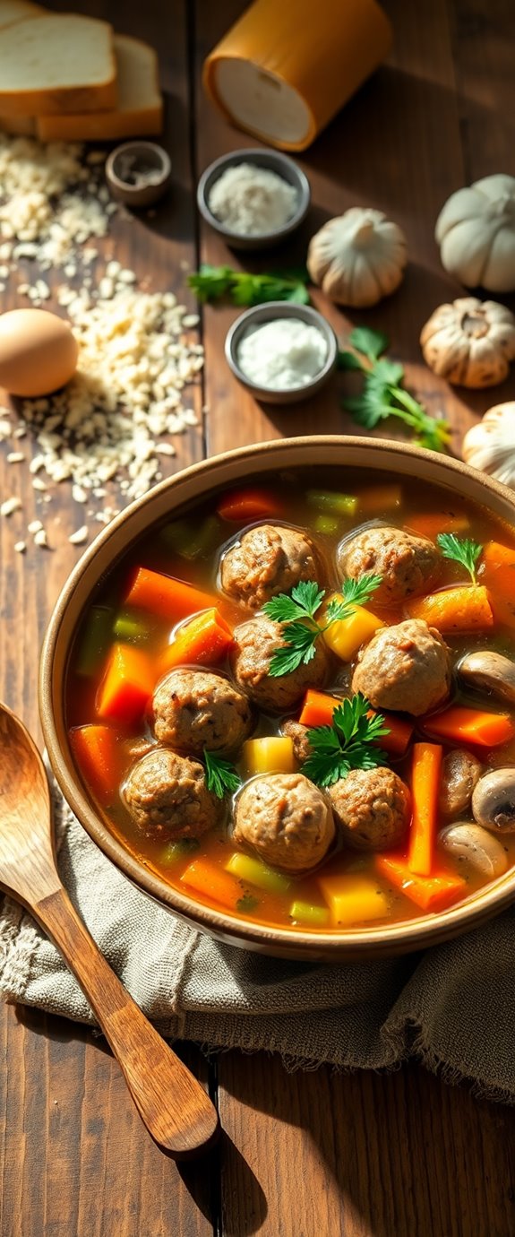 hearty meatball mushroom soup
