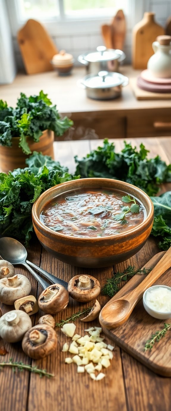 mushroom and kale soup
