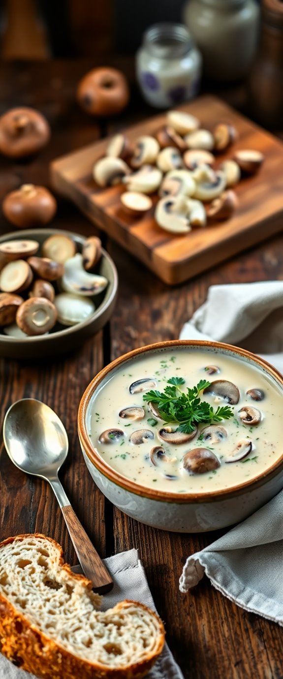 mushroom soup with noodles