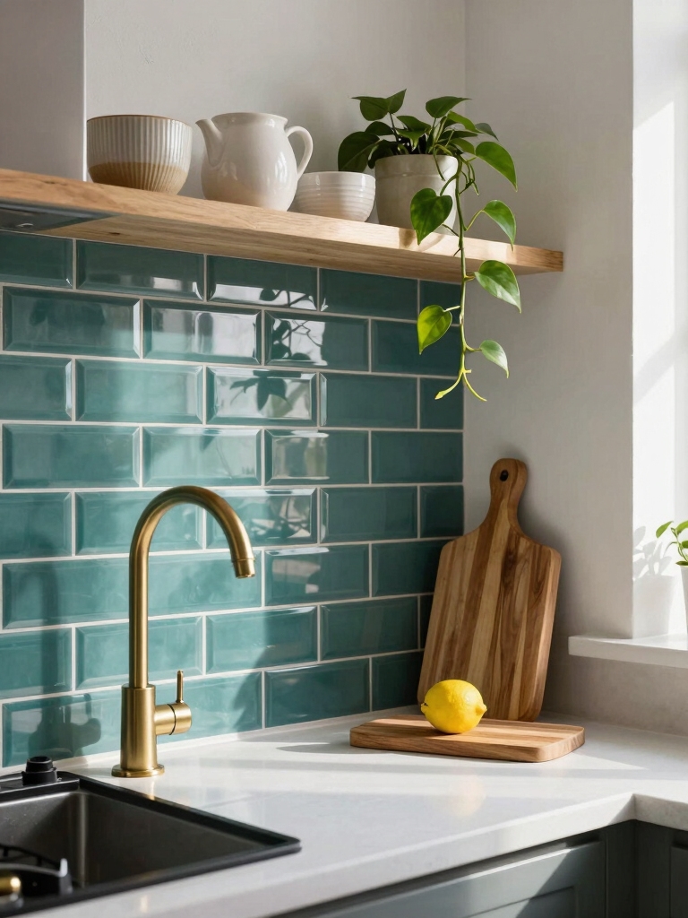 bold backsplash brightens tiny walls