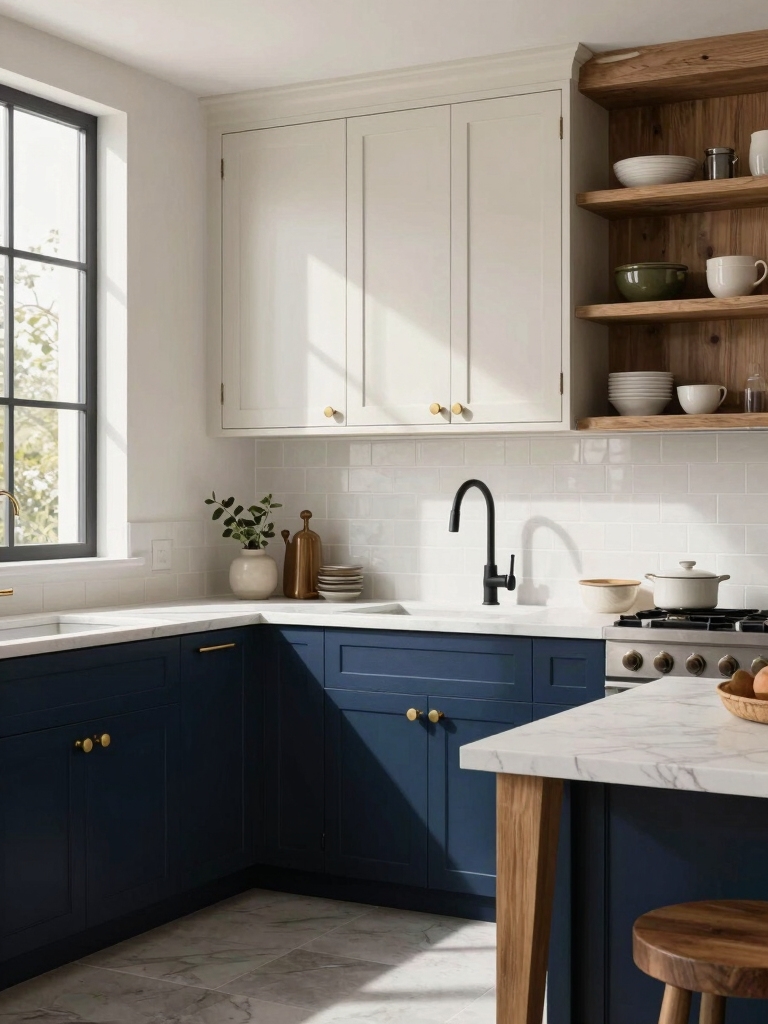 bold two tone brass cabinetry
