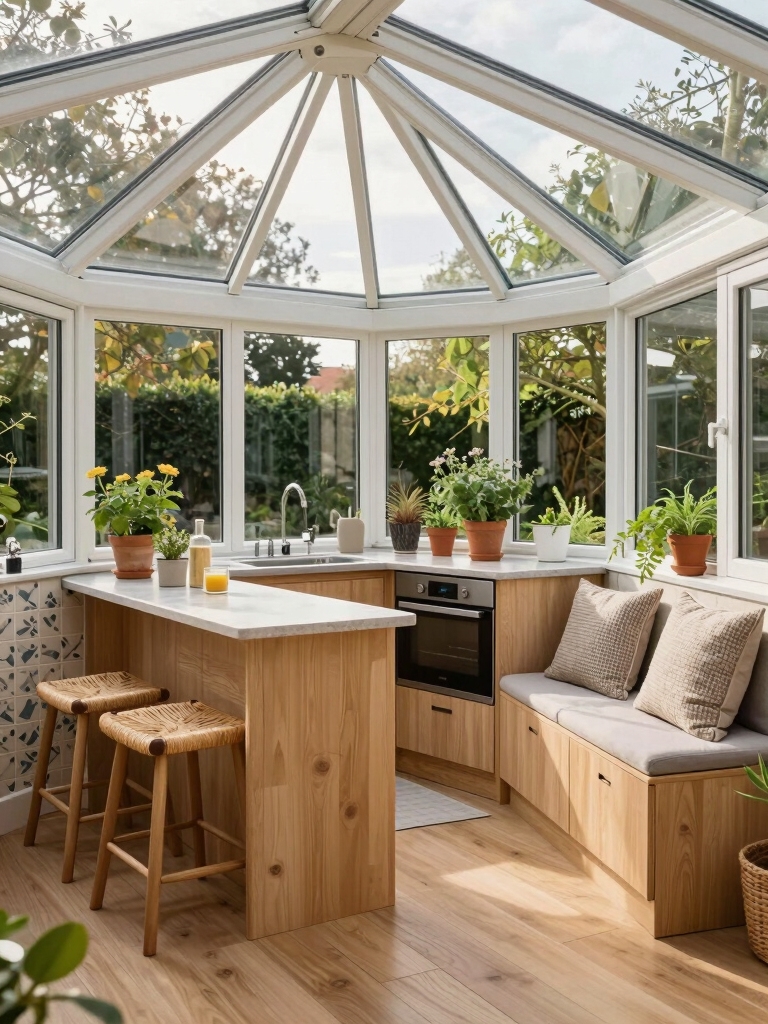 bright insulated sunroom kitchen
