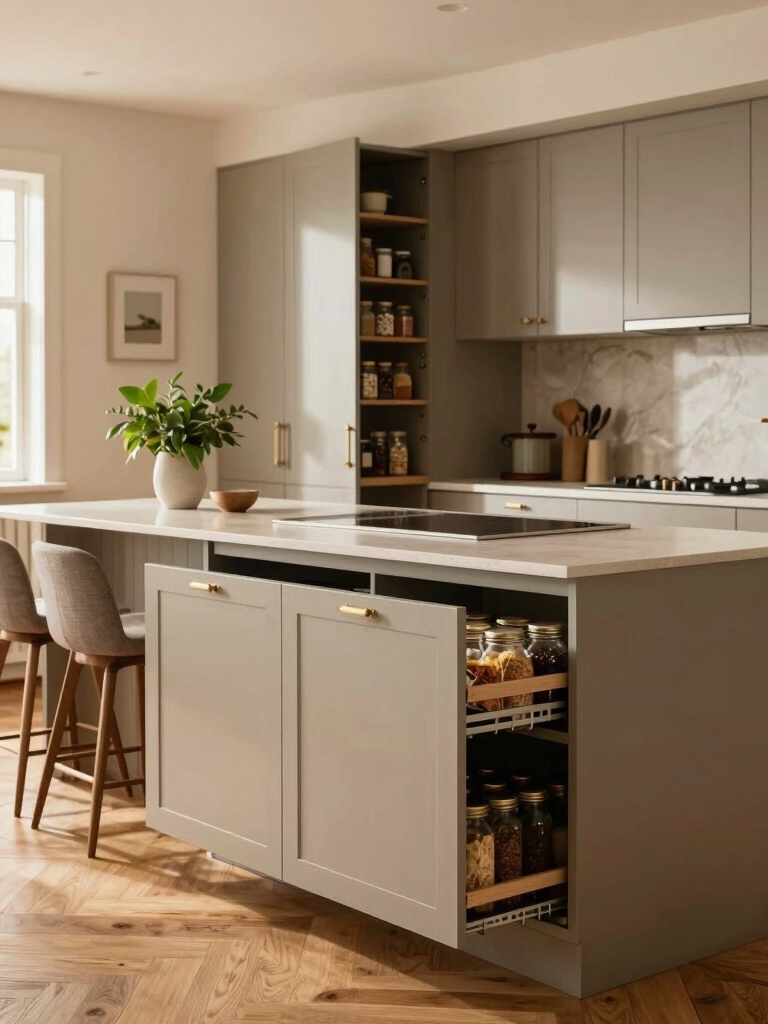 built in island pull out pantry