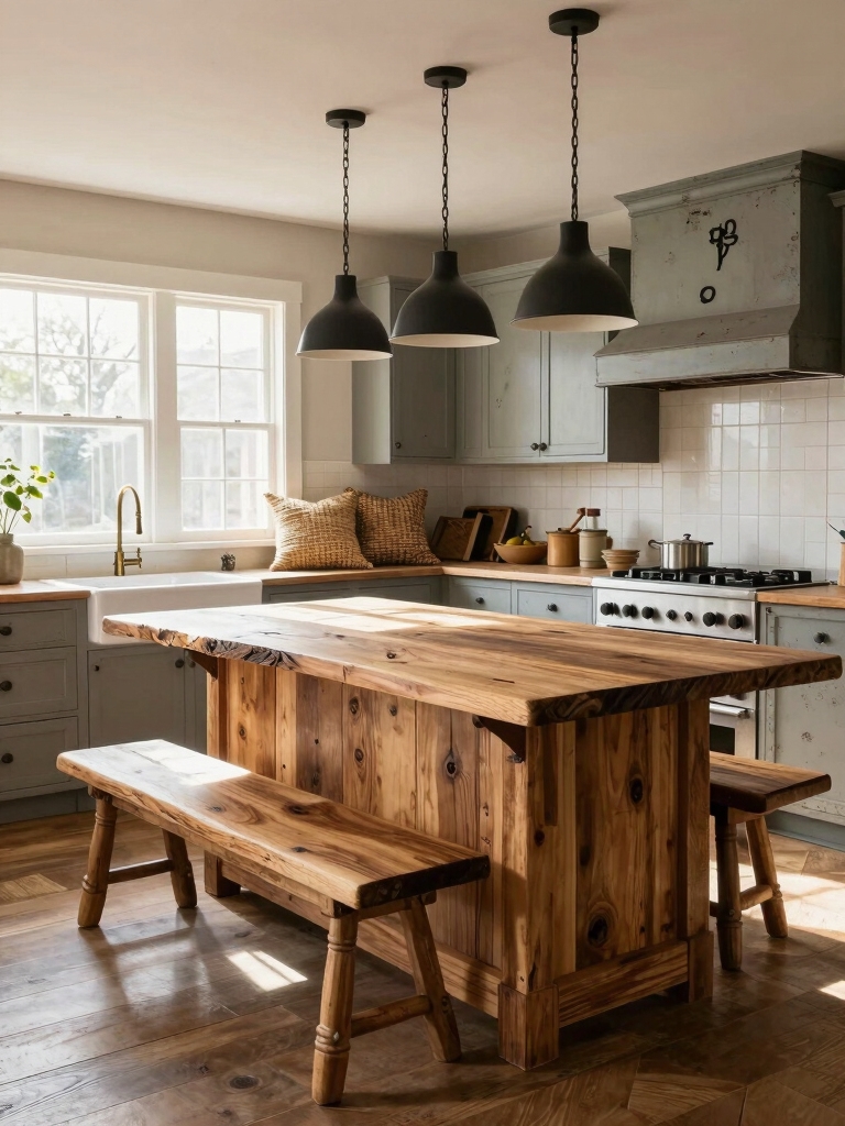 butcher block cozy bench nook