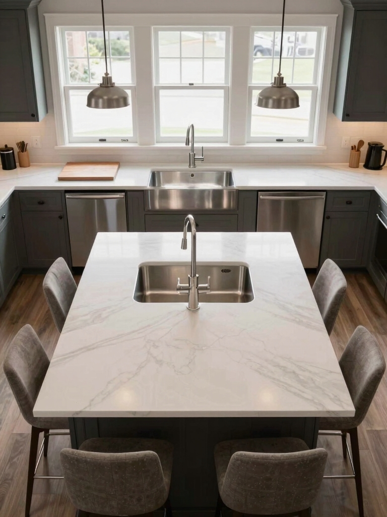 centered island sink workflow