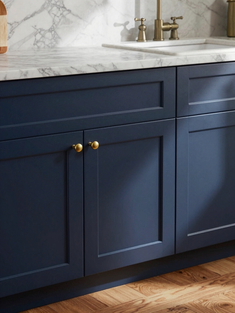 classic navy cabinets with brass