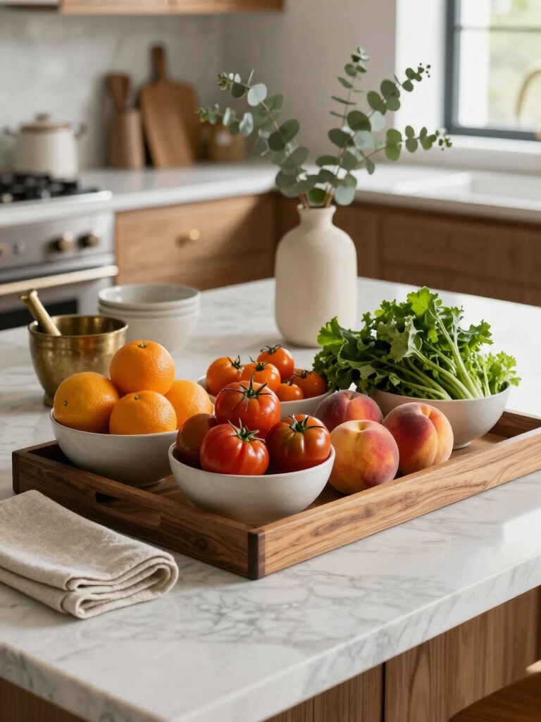 colorful tiered seasonal produce