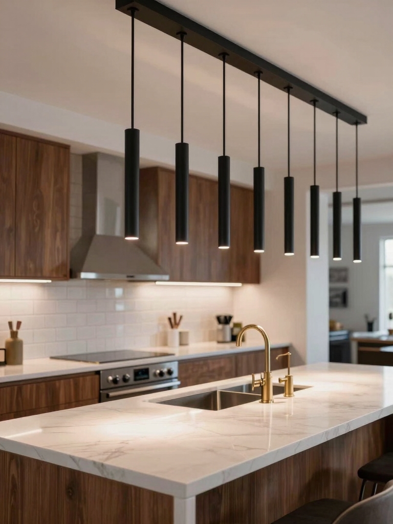 continuous warm linear pendants