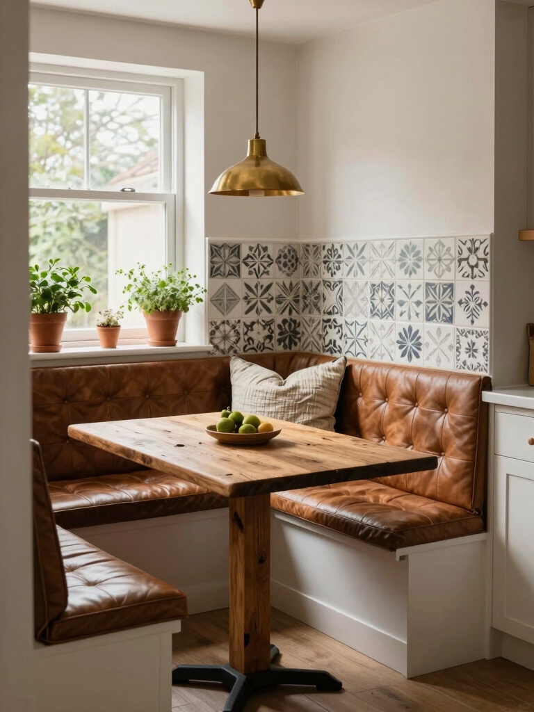 cozy built in corner banquette