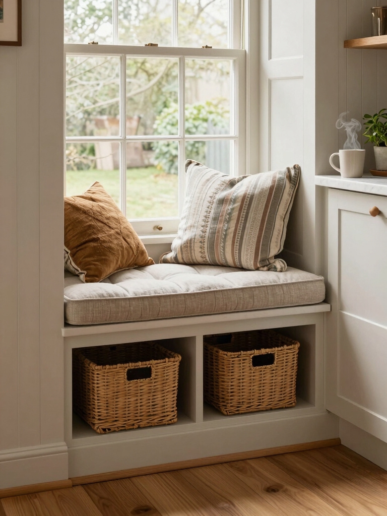 cozy window seat storage