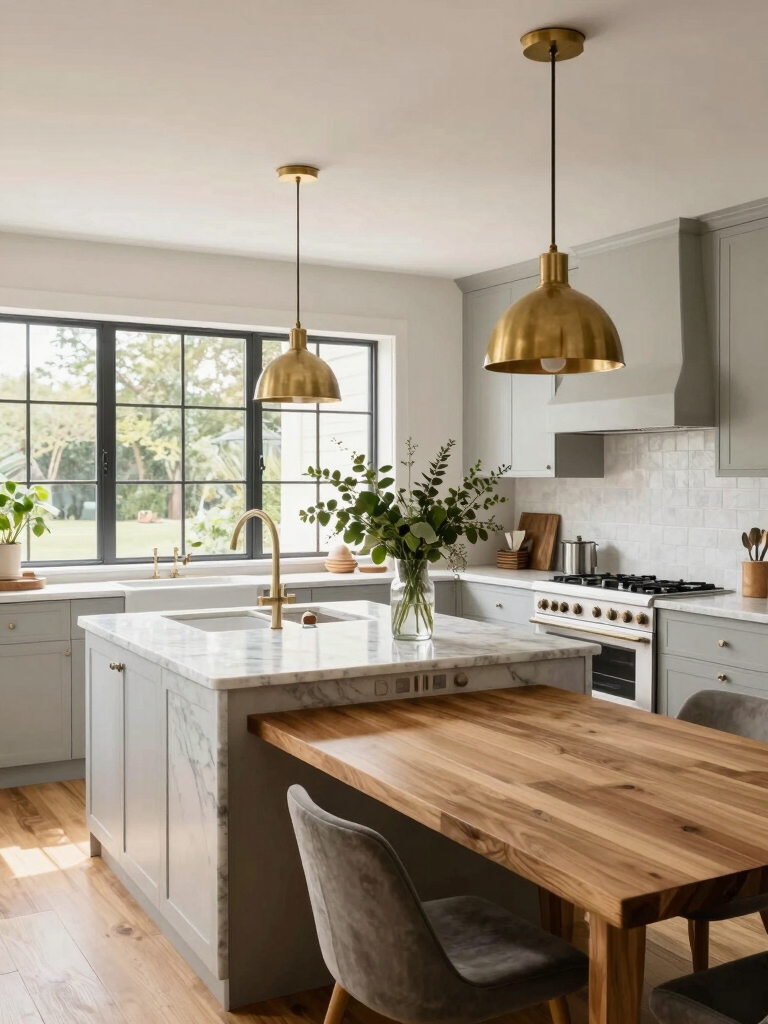 flow focused island dining layout