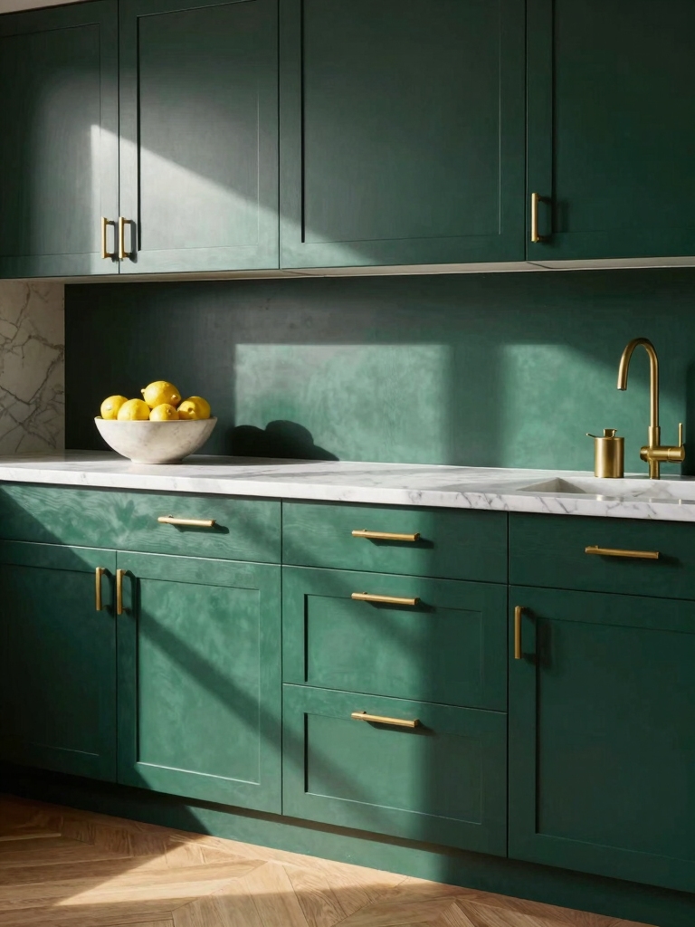 grounded luxe adaptable green cabinetry