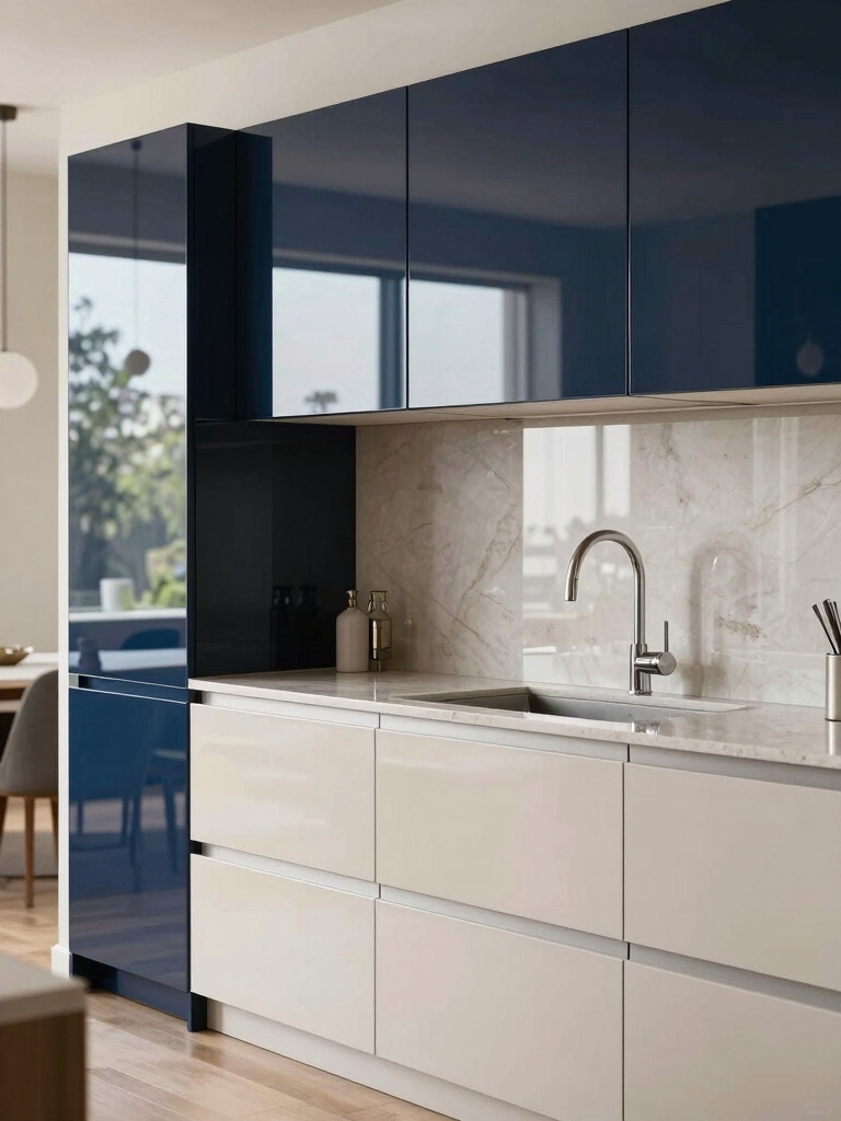 high shine durable easy clean cabinetry