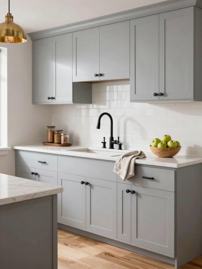 light gray cabinets black hardware