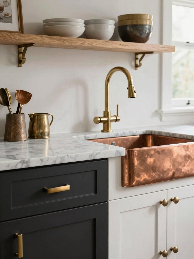 mixed metal layered kitchen hardware