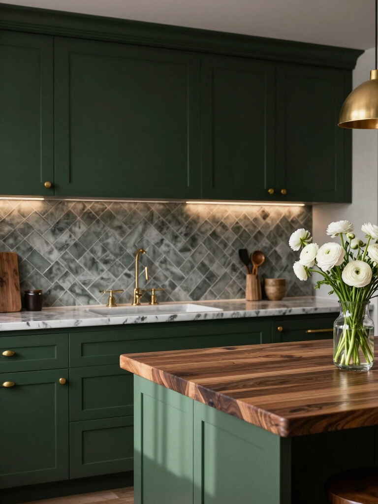 moody green matte black marble