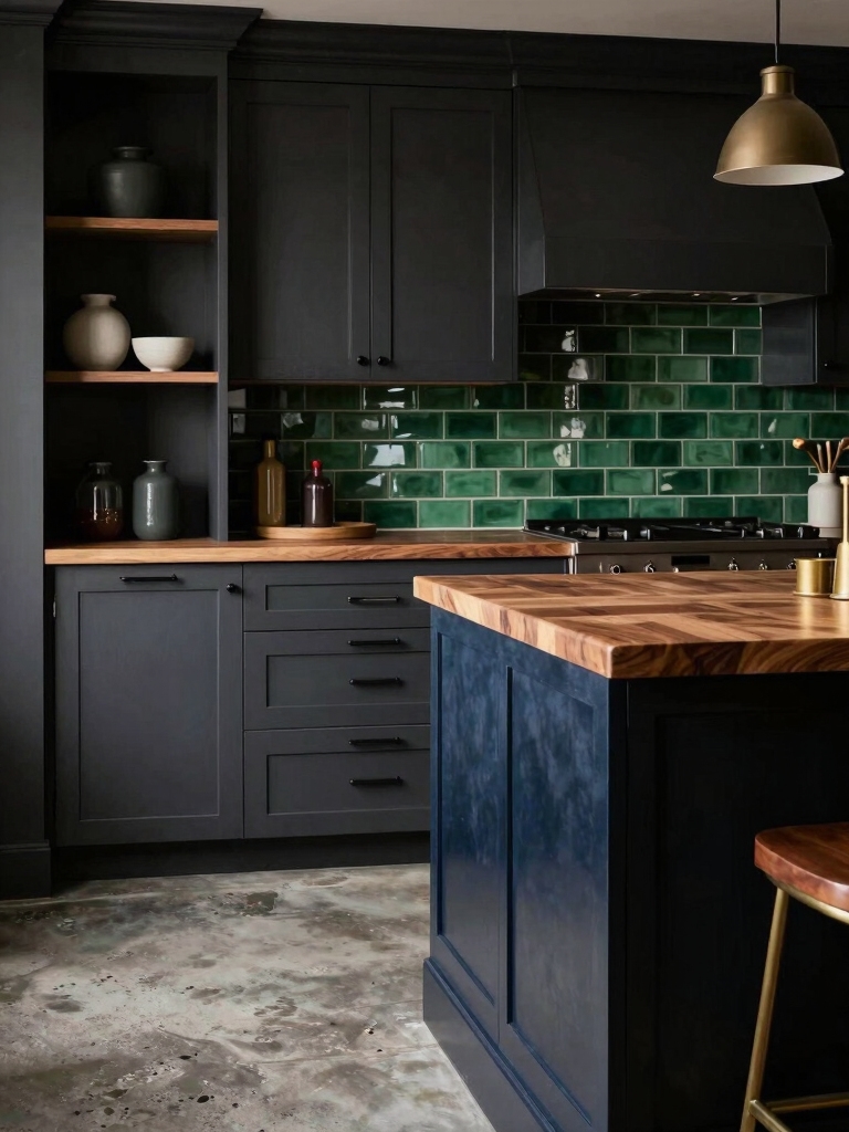 moody kitchens with dramatic accents