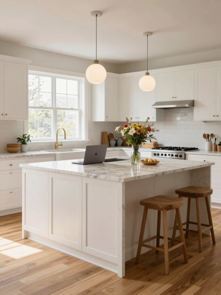 multi level island with workspace