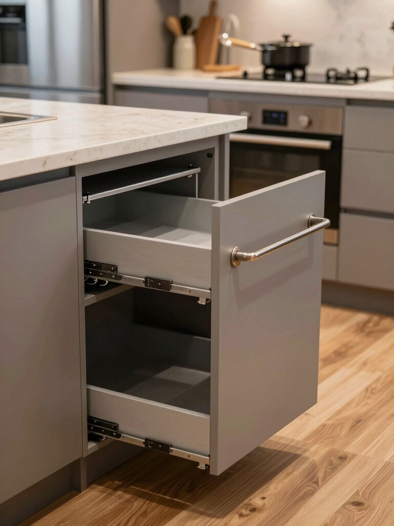narrow peninsula maximizes galley function