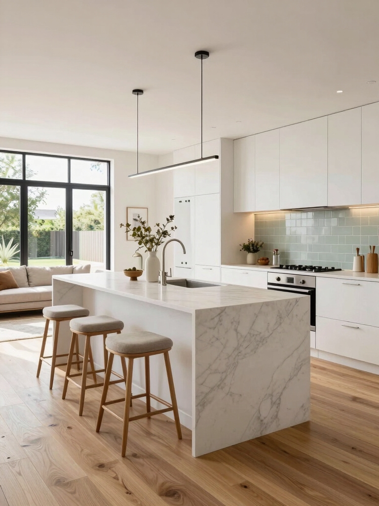 open concept kitchen living flow