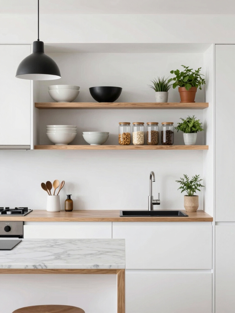 open shelves for airy display