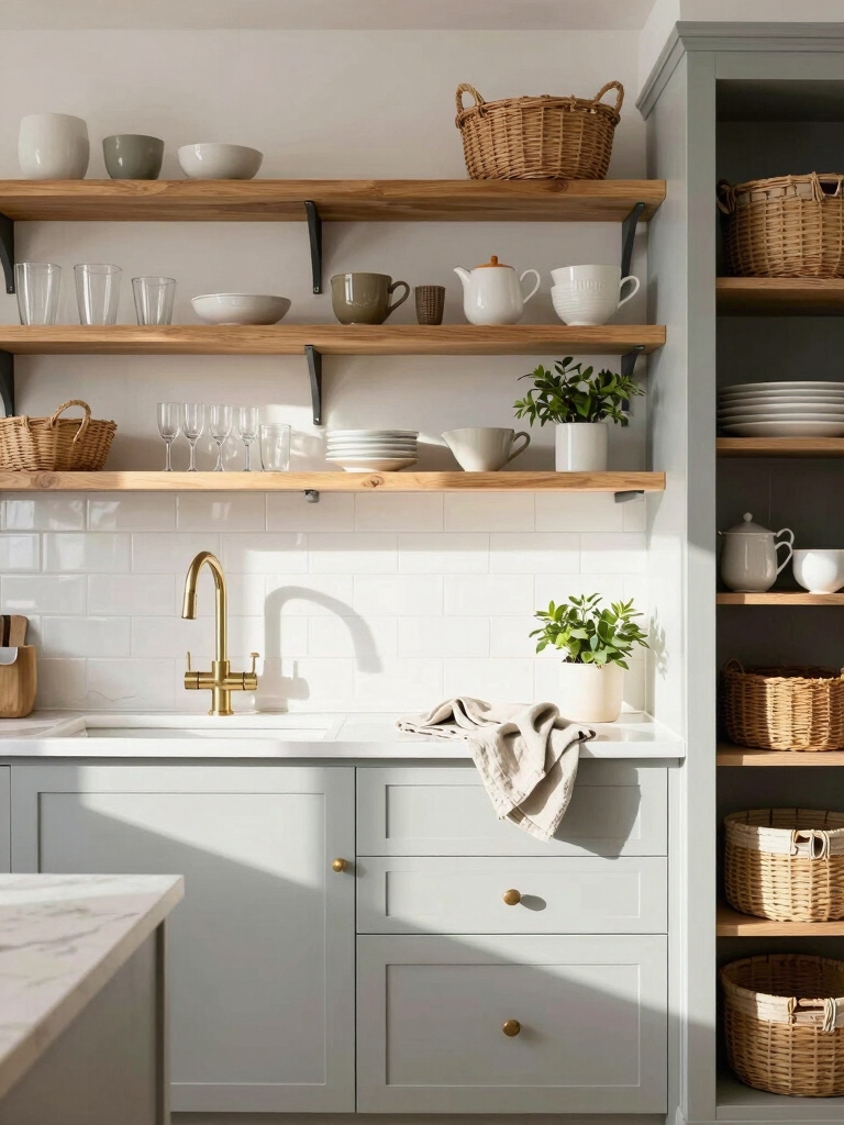 open shelves hidden closed storage