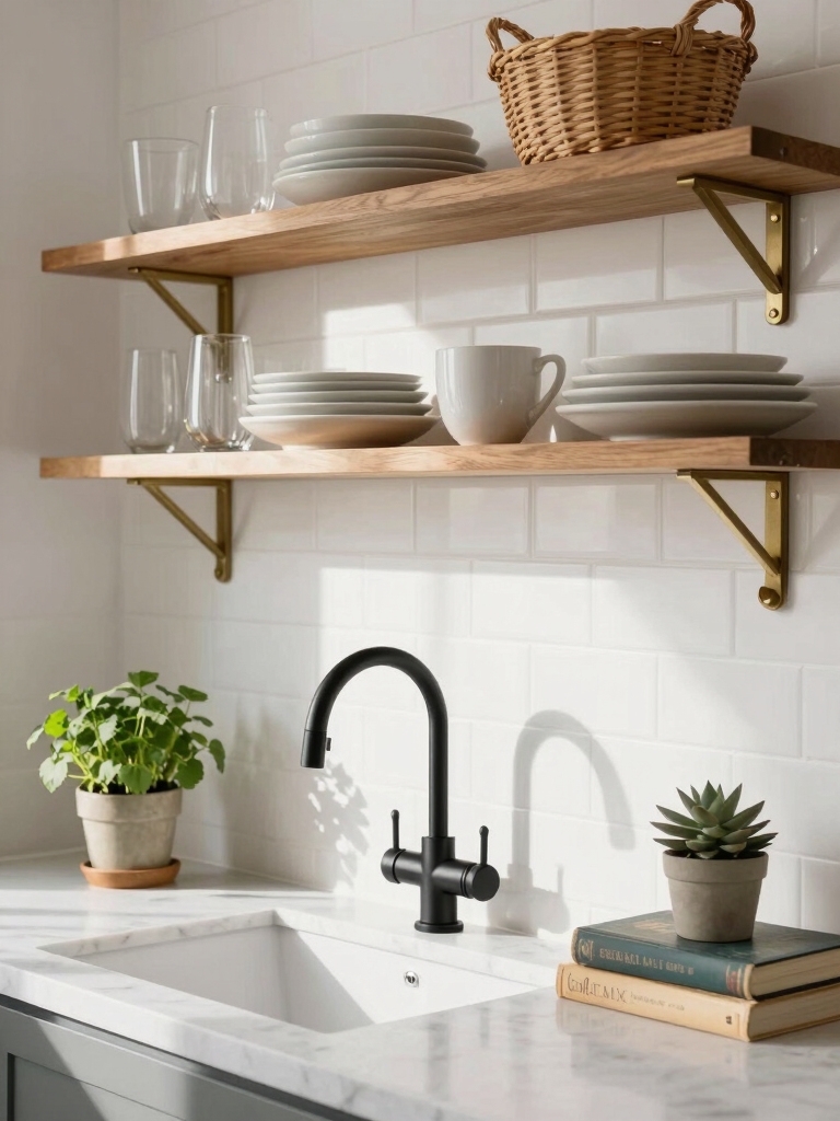 open shelving displays curated pieces