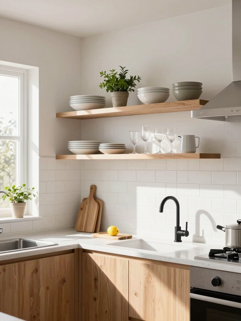 open shelving for visual openness