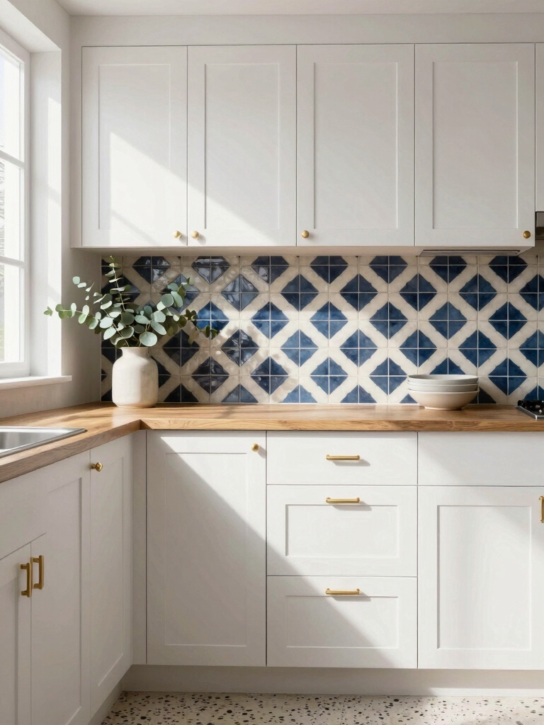 patterned backsplash adds character