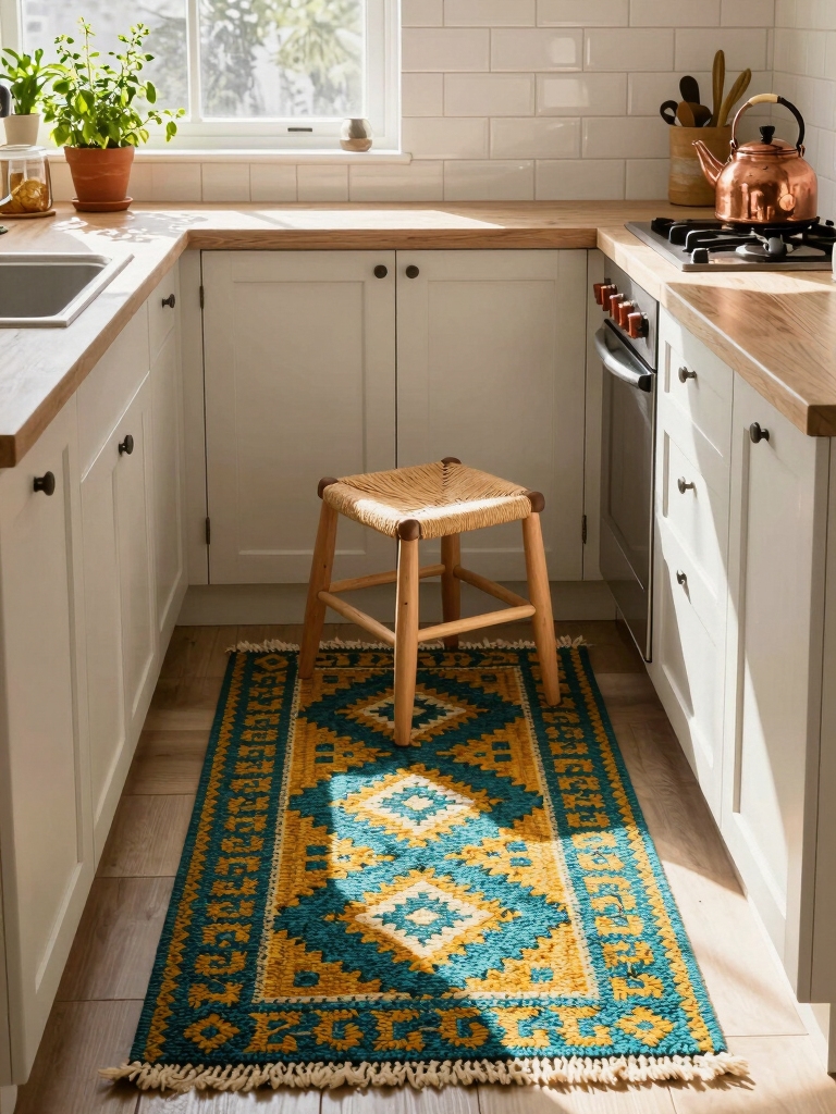 patterned practical kitchen rug