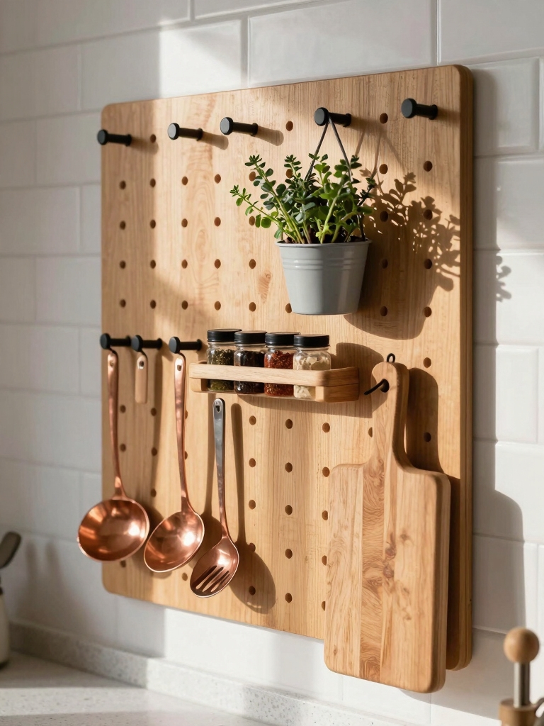 pegboard for kitchen storage