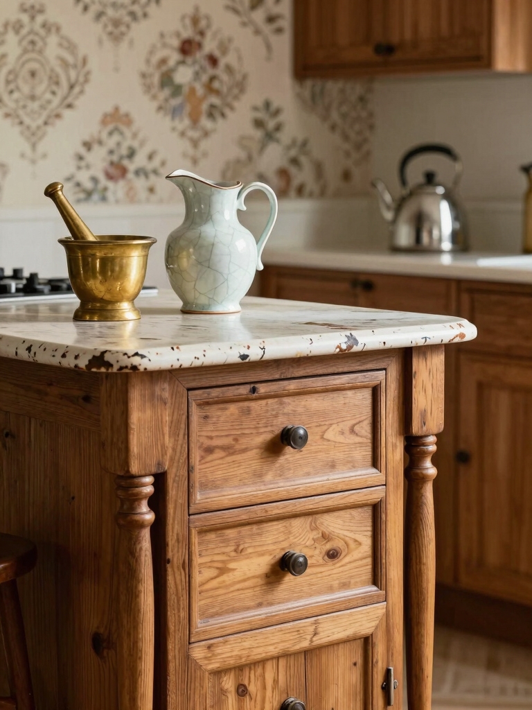 period style kitchen island details