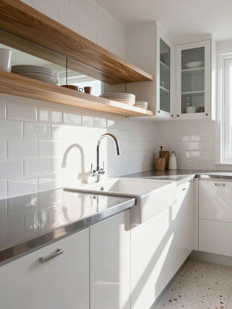 reflective surfaces amplify kitchen light