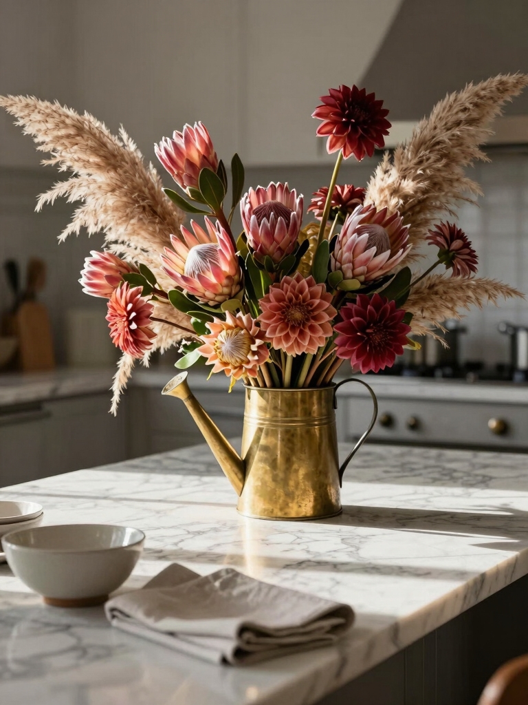 repurposed kitchenware floral centerpieces