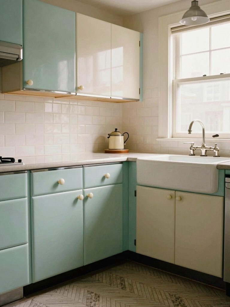 shaker inspired pastel metal hardware