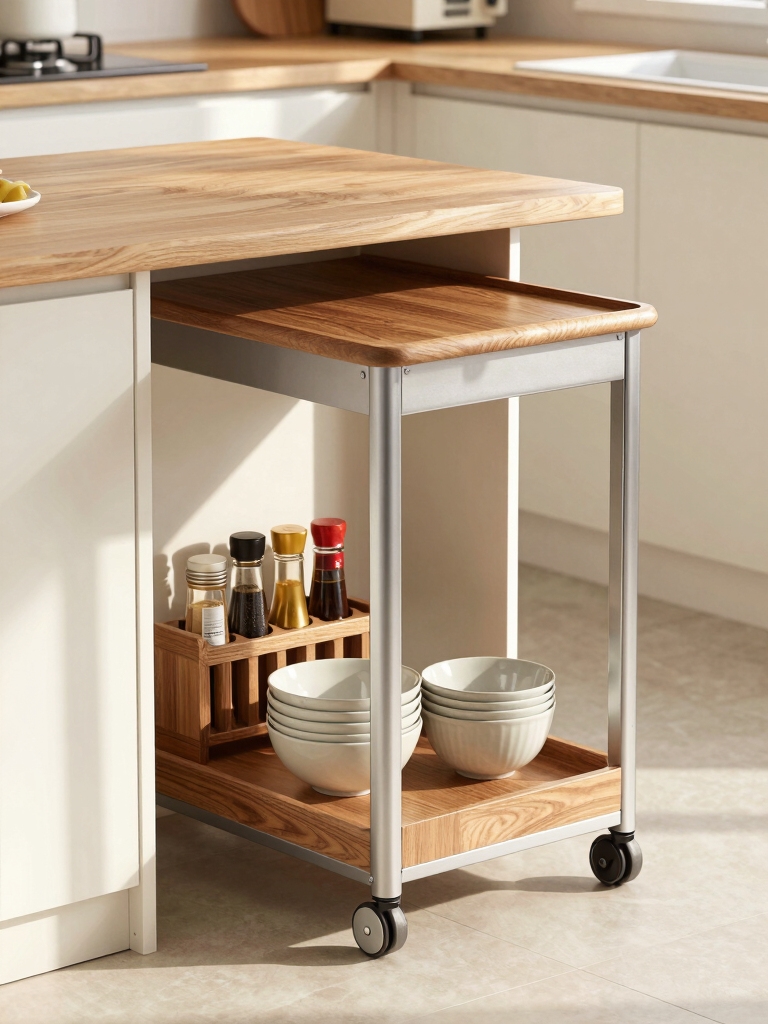 slim mobile butcher block cart