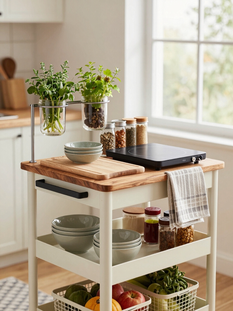 slim rolling prep cart