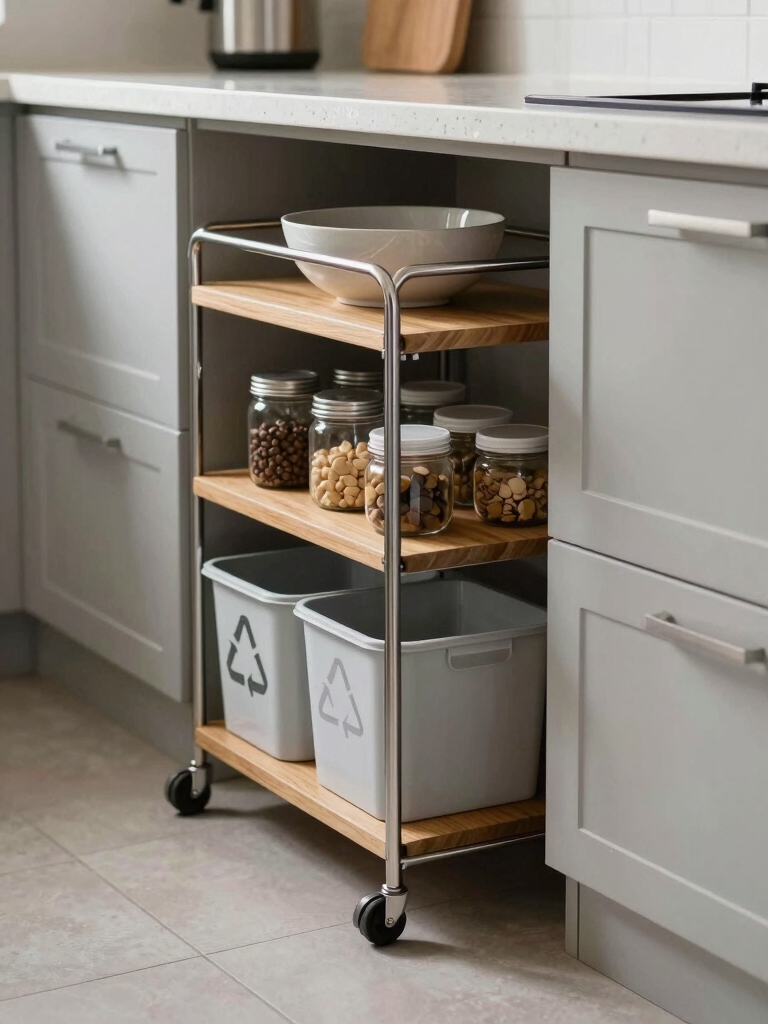 slim tuck away butcher block cart