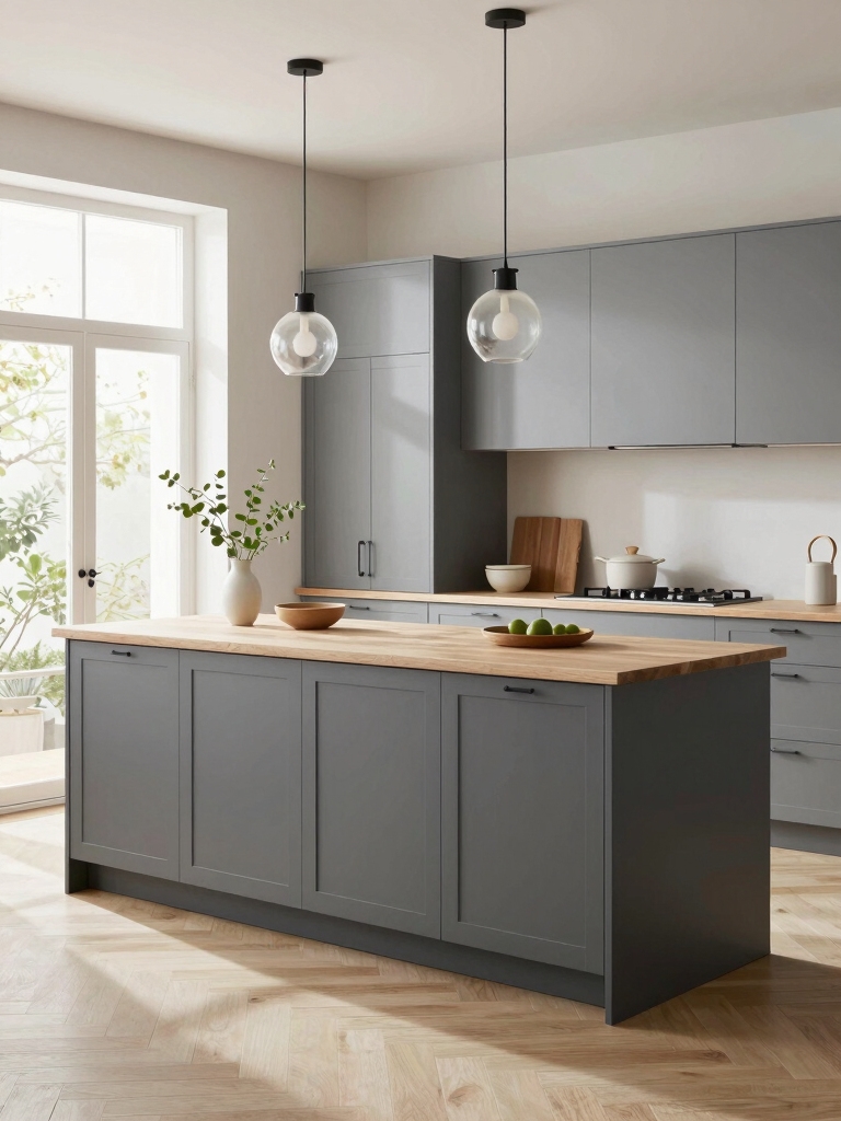 soft scandinavian gray cabinets