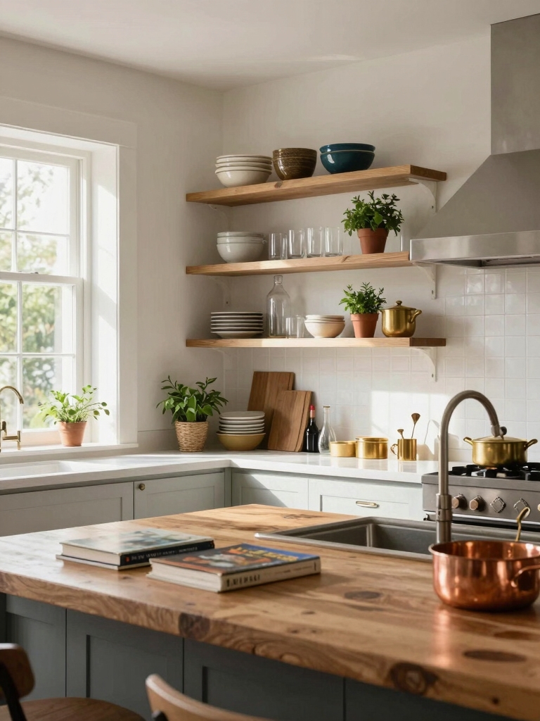 strategic open shelving with concealment