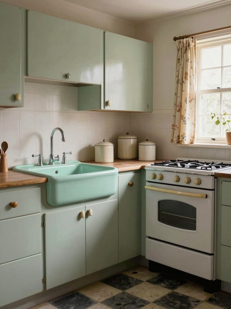 streamlined vintage wartime kitchen
