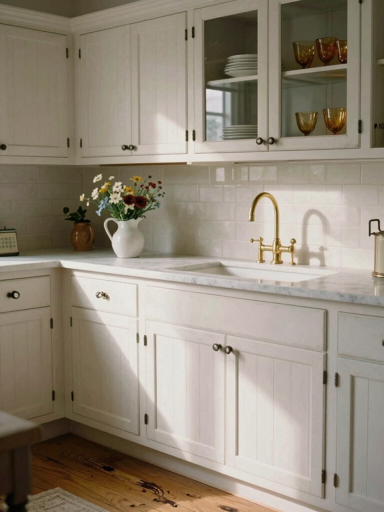 timeless airy antique white cabinetry