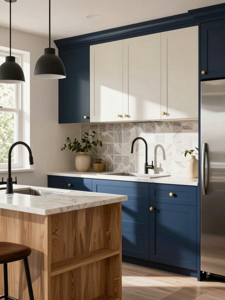 two tone island with storage