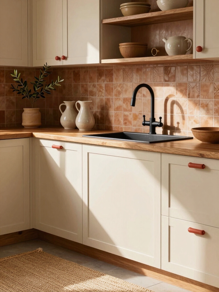 warm cream terracotta kitchen