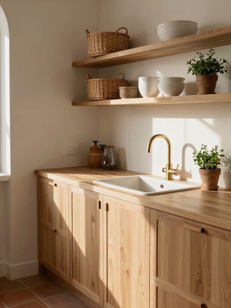 warm light oak kitchen base