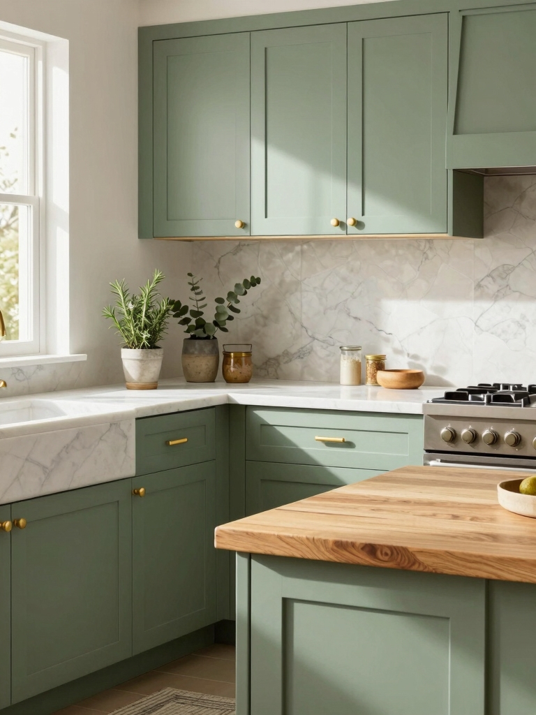 warm neutrals complement sage