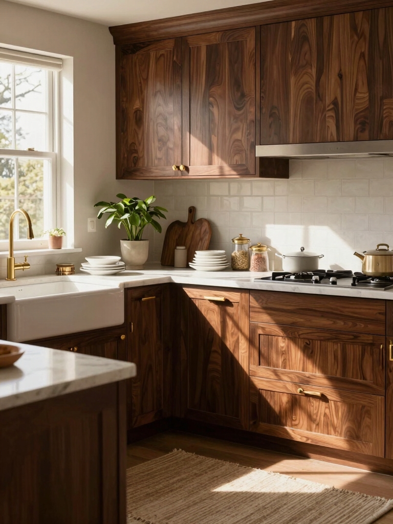warm textured dark wood cabinetry