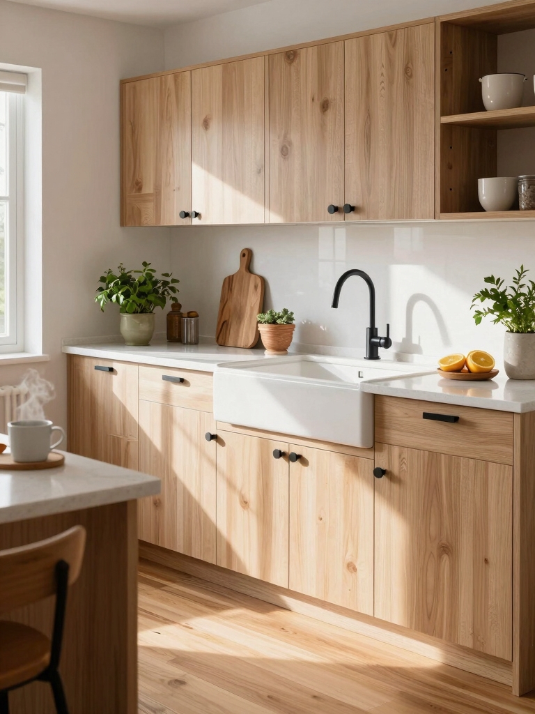white oak kitchen cabinet warmth