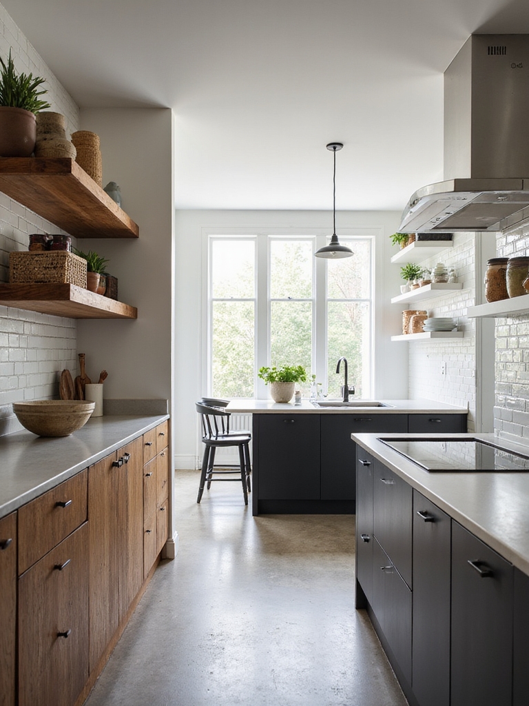 airy curated visible kitchen shelving